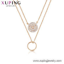 44099 xuping raffiné nouveau design 18 carats en or plaqué double pendentif collier pour les femmes bijoux